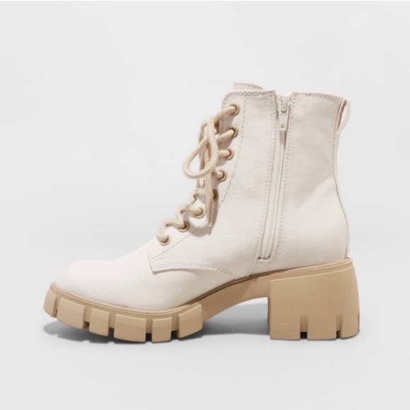 Universal Thread Beige Platform Boots Size 8.5 – Lace Up + Zip - Picture 2 of 8